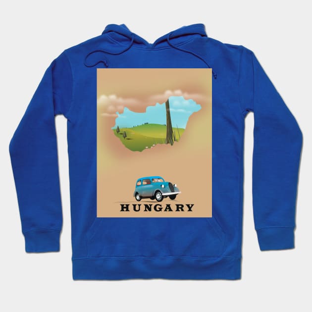 Hungary Map travel poster Hoodie by nickemporium1